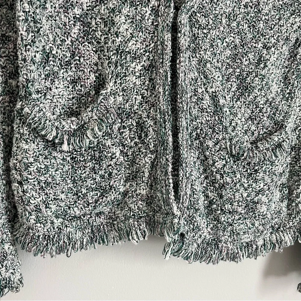 J. Crew Lady Sweater Jacket with Fringe Seaweed Navy‎ Green Women’s Size Medium